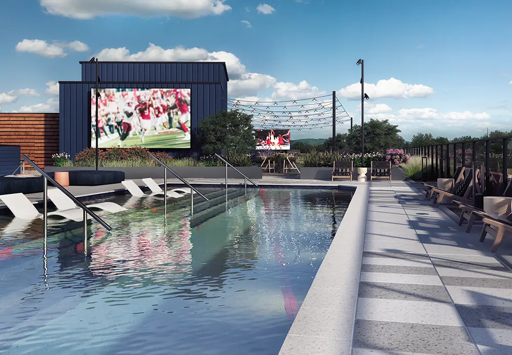 Rooftop pool with skyline view